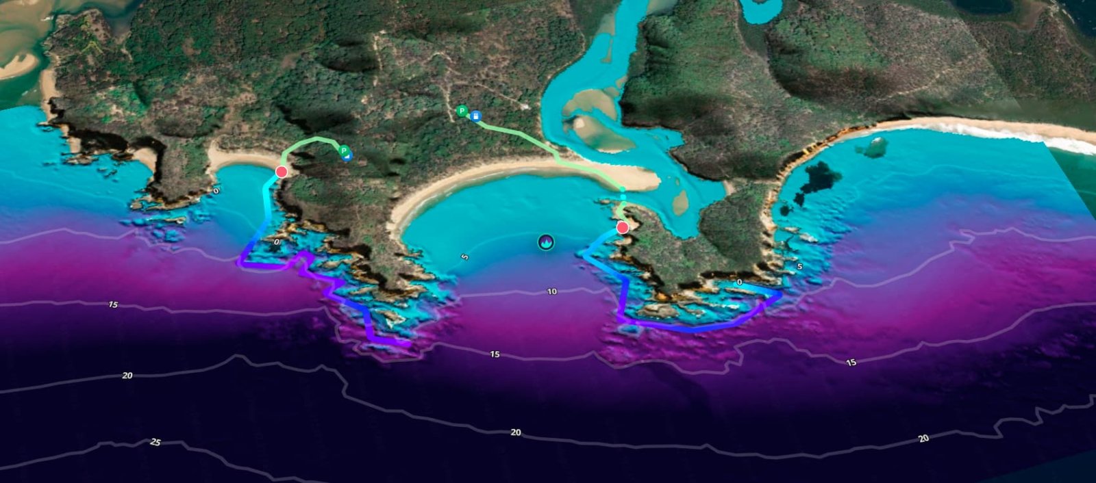 Dive Site Maps for Australia: 3D Terrain, Reef Trails and Underwater Navigation